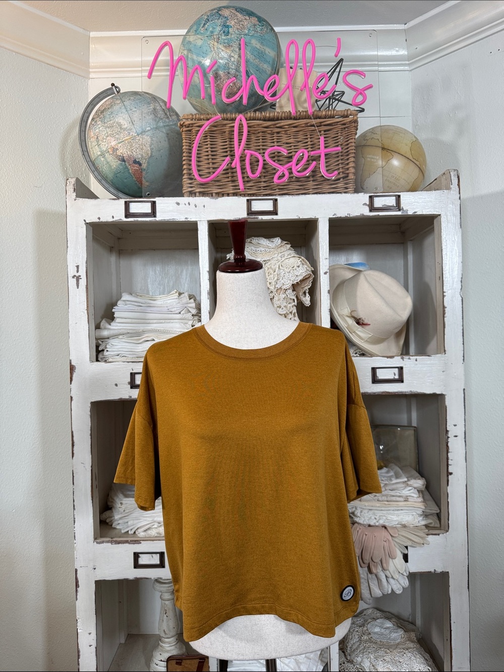 Women’s Mustard Short-Sleeve Boxy Top